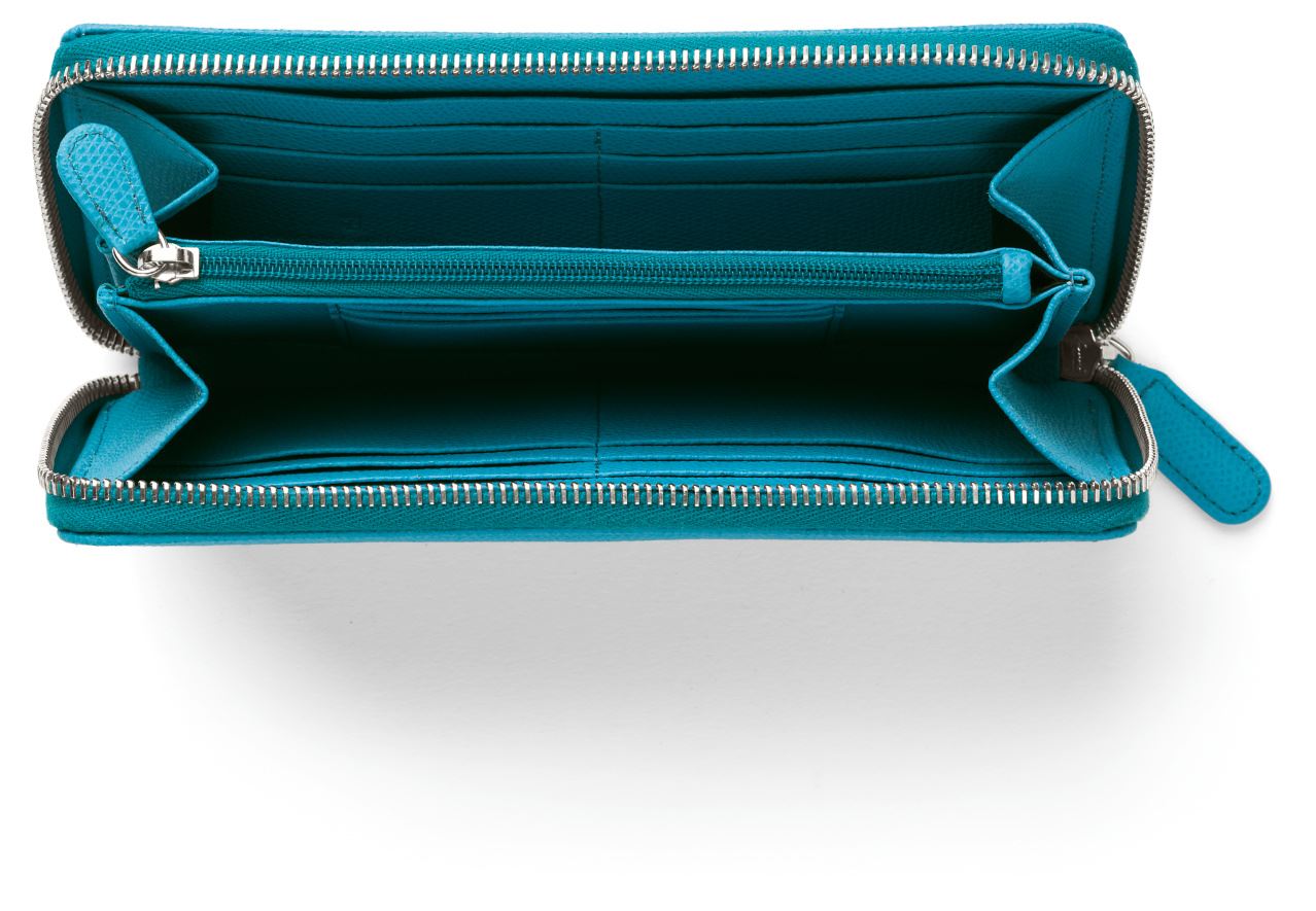 Graf-von-Faber-Castell - Billetero Epsom de señora con cremallera, Gulf Blue